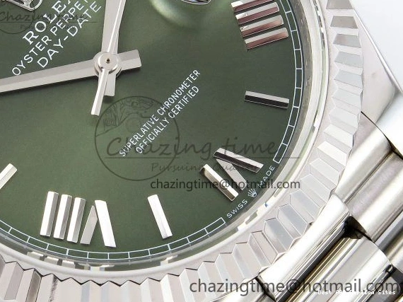 Best AAA Replica Sites Bracelet JDF 1440 V3 904L on TravelReady (Gain President 40 DayDate Weight) Steel VR3255 SS Dial Green Roman 1218